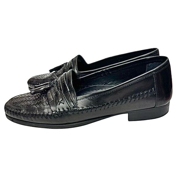 STACY ADAMS Black Leather Men's Loafers Shoes Size 10.5 slip on 25349 Pre-Owned - Picture 6 of 10